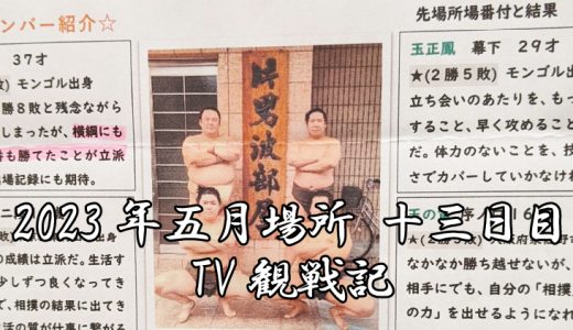 【2023年大相撲5月場所】13日目TV観戦記